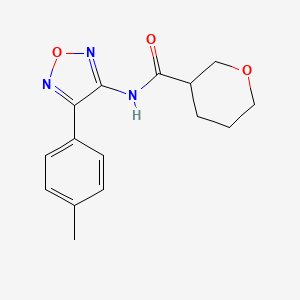 molecular formula C15H17N3O3 B7611348 N-[4-(4-methylphenyl)-1,2,5-oxadiazol-3-yl]oxane-3-carboxamide 