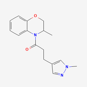 molecular formula C16H19N3O2 B7611382 1-(3-Methyl-2,3-dihydro-1,4-benzoxazin-4-yl)-3-(1-methylpyrazol-4-yl)propan-1-one 
