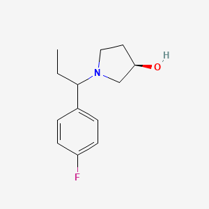 molecular formula C13H18FNO B7611435 (3R)-1-[1-(4-fluorophenyl)propyl]pyrrolidin-3-ol 