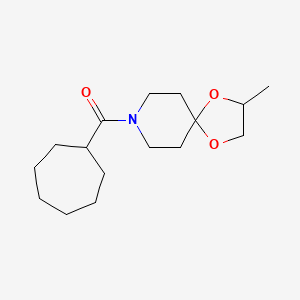 molecular formula C16H27NO3 B7611467 Cycloheptyl-(3-methyl-1,4-dioxa-8-azaspiro[4.5]decan-8-yl)methanone 