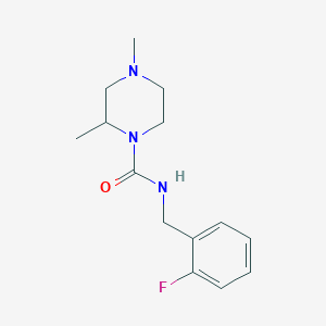 molecular formula C14H20FN3O B7611592 N-[(2-fluorophenyl)methyl]-2,4-dimethylpiperazine-1-carboxamide 