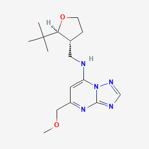 molecular formula C16H25N5O2 B7611628 N-[[(2S,3R)-2-tert-butyloxolan-3-yl]methyl]-5-(methoxymethyl)-[1,2,4]triazolo[1,5-a]pyrimidin-7-amine 