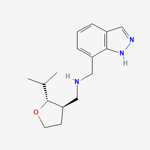 molecular formula C16H23N3O B7611687 N-(1H-indazol-7-ylmethyl)-1-[(2R,3R)-2-propan-2-yloxolan-3-yl]methanamine 
