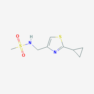 molecular formula C8H12N2O2S2 B7612160 N-[(2-cyclopropyl-1,3-thiazol-4-yl)methyl]methanesulfonamide 