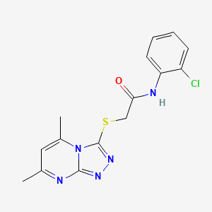 molecular formula C15H14ClN5OS B7612357 N-(2-chlorophenyl)-2-[(5,7-dimethyl-[1,2,4]triazolo[4,3-a]pyrimidin-3-yl)sulfanyl]acetamide 