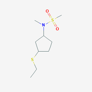 molecular formula C9H19NO2S2 B7612374 N-(3-ethylsulfanylcyclopentyl)-N-methylmethanesulfonamide 