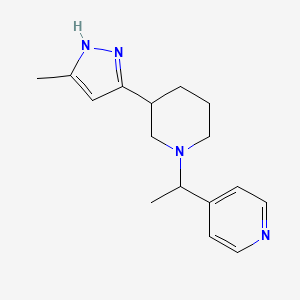 molecular formula C16H22N4 B7618884 4-[1-[3-(5-methyl-1H-pyrazol-3-yl)piperidin-1-yl]ethyl]pyridine 