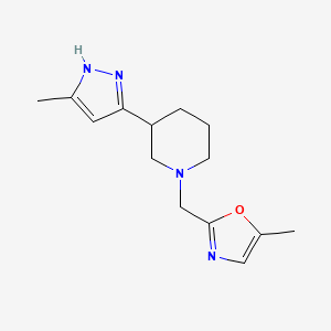 molecular formula C14H20N4O B7618957 5-methyl-2-[[3-(5-methyl-1H-pyrazol-3-yl)piperidin-1-yl]methyl]-1,3-oxazole 
