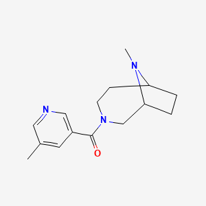 molecular formula C15H21N3O B7619192 (9-Methyl-3,9-diazabicyclo[4.2.1]nonan-3-yl)-(5-methylpyridin-3-yl)methanone 
