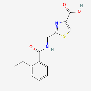 molecular formula C14H14N2O3S B7619215 2-[[(2-Ethylbenzoyl)amino]methyl]-1,3-thiazole-4-carboxylic acid 
