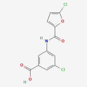 molecular formula C12H7Cl2NO4 B7619250 3-Chloro-5-[(5-chlorofuran-2-carbonyl)amino]benzoic acid 