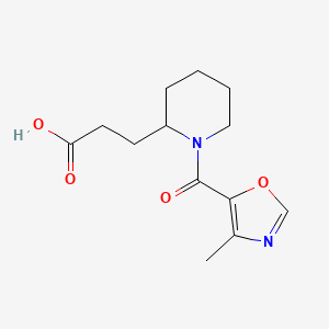 molecular formula C13H18N2O4 B7620052 3-[1-(4-Methyl-1,3-oxazole-5-carbonyl)piperidin-2-yl]propanoic acid 