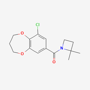 molecular formula C15H18ClNO3 B7620256 (6-chloro-3,4-dihydro-2H-1,5-benzodioxepin-8-yl)-(2,2-dimethylazetidin-1-yl)methanone 