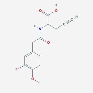 molecular formula C14H14FNO4 B7621356 2-[[2-(3-Fluoro-4-methoxyphenyl)acetyl]amino]pent-4-ynoic acid 