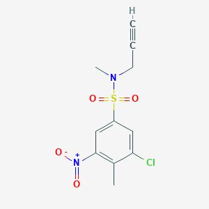 molecular formula C11H11ClN2O4S B7621777 3-chloro-N,4-dimethyl-5-nitro-N-prop-2-ynylbenzenesulfonamide 