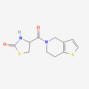 molecular formula C11H12N2O2S2 B7621923 4-(6,7-dihydro-4H-thieno[3,2-c]pyridine-5-carbonyl)-1,3-thiazolidin-2-one 