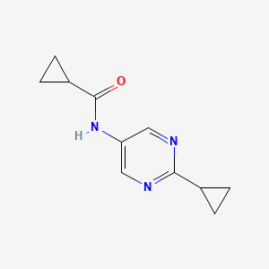 molecular formula C11H13N3O B7622330 N-(2-cyclopropylpyrimidin-5-yl)cyclopropanecarboxamide 