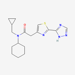 molecular formula C17H23N5OS B7622388 N-cyclohexyl-N-(cyclopropylmethyl)-2-[2-(1H-1,2,4-triazol-5-yl)-1,3-thiazol-4-yl]acetamide 