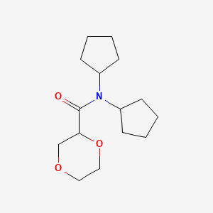molecular formula C15H25NO3 B7622578 N,N-dicyclopentyl-1,4-dioxane-2-carboxamide 