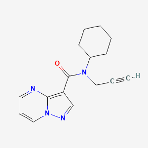 molecular formula C16H18N4O B7622966 N-cyclohexyl-N-prop-2-ynylpyrazolo[1,5-a]pyrimidine-3-carboxamide 