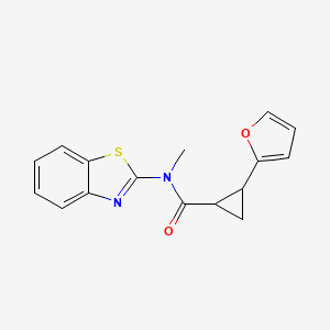 molecular formula C16H14N2O2S B7623150 N-(1,3-benzothiazol-2-yl)-2-(furan-2-yl)-N-methylcyclopropane-1-carboxamide 
