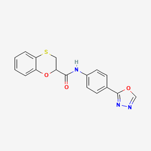 molecular formula C17H13N3O3S B7623263 N-[4-(1,3,4-oxadiazol-2-yl)phenyl]-2,3-dihydro-1,4-benzoxathiine-2-carboxamide 