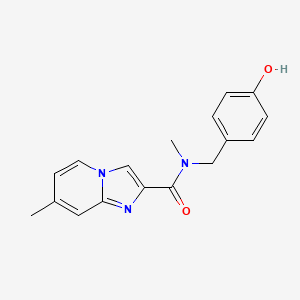 molecular formula C17H17N3O2 B7623676 N-[(4-hydroxyphenyl)methyl]-N,7-dimethylimidazo[1,2-a]pyridine-2-carboxamide 