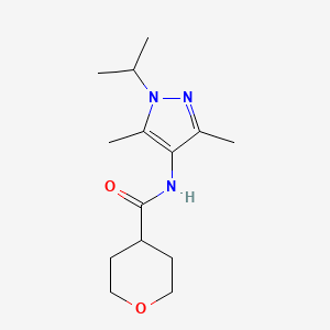 molecular formula C14H23N3O2 B7623958 N-(3,5-dimethyl-1-propan-2-ylpyrazol-4-yl)oxane-4-carboxamide 
