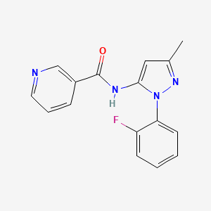 molecular formula C16H13FN4O B7623966 N-[2-(2-fluorophenyl)-5-methylpyrazol-3-yl]pyridine-3-carboxamide 