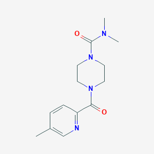 molecular formula C14H20N4O2 B7624510 N,N-dimethyl-4-(5-methylpyridine-2-carbonyl)piperazine-1-carboxamide 
