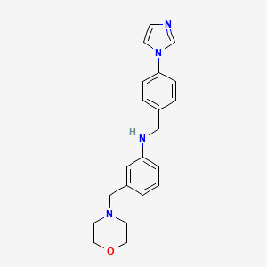 molecular formula C21H24N4O B7624573 N-[(4-imidazol-1-ylphenyl)methyl]-3-(morpholin-4-ylmethyl)aniline 