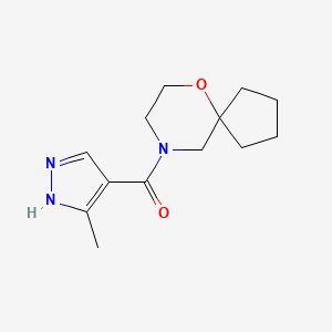 molecular formula C13H19N3O2 B7624616 (5-methyl-1H-pyrazol-4-yl)-(6-oxa-9-azaspiro[4.5]decan-9-yl)methanone 