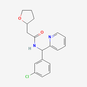 molecular formula C18H19ClN2O2 B7624774 N-[(3-chlorophenyl)-pyridin-2-ylmethyl]-2-(oxolan-2-yl)acetamide 
