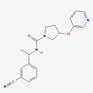 molecular formula C19H20N4O2 B7624799 N-[1-(3-cyanophenyl)ethyl]-3-pyridin-3-yloxypyrrolidine-1-carboxamide 