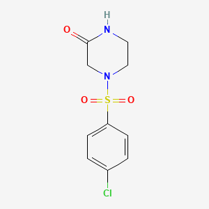 molecular formula C10H11ClN2O3S B7625398 4-(4-Chlorophenyl)sulfonylpiperazin-2-one 