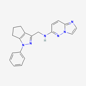 molecular formula C19H18N6 B7626142 N-[(1-phenyl-5,6-dihydro-4H-cyclopenta[c]pyrazol-3-yl)methyl]imidazo[1,2-b]pyridazin-6-amine 