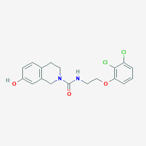 molecular formula C18H18Cl2N2O3 B7626519 N-[2-(2,3-dichlorophenoxy)ethyl]-7-hydroxy-3,4-dihydro-1H-isoquinoline-2-carboxamide 