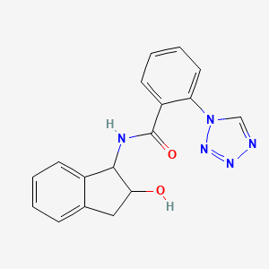 molecular formula C17H15N5O2 B7626827 N-(2-hydroxy-2,3-dihydro-1H-inden-1-yl)-2-(tetrazol-1-yl)benzamide 