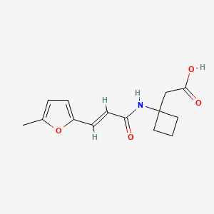 molecular formula C14H17NO4 B7626963 2-[1-[[(E)-3-(5-methylfuran-2-yl)prop-2-enoyl]amino]cyclobutyl]acetic acid 