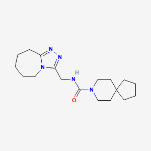 molecular formula C18H29N5O B7627068 N-(6,7,8,9-tetrahydro-5H-[1,2,4]triazolo[4,3-a]azepin-3-ylmethyl)-8-azaspiro[4.5]decane-8-carboxamide 