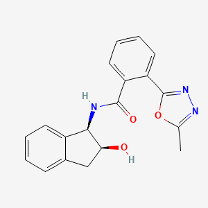 molecular formula C19H17N3O3 B7627076 N-[(1R,2S)-2-hydroxy-2,3-dihydro-1H-inden-1-yl]-2-(5-methyl-1,3,4-oxadiazol-2-yl)benzamide 