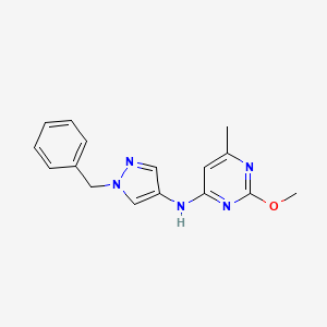 molecular formula C16H17N5O B7627101 N-(1-benzylpyrazol-4-yl)-2-methoxy-6-methylpyrimidin-4-amine 
