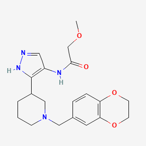 molecular formula C20H26N4O4 B7627148 N-[5-[1-(2,3-dihydro-1,4-benzodioxin-6-ylmethyl)piperidin-3-yl]-1H-pyrazol-4-yl]-2-methoxyacetamide 