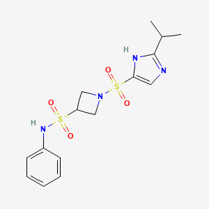molecular formula C15H20N4O4S2 B7627160 N-phenyl-1-[(2-propan-2-yl-1H-imidazol-5-yl)sulfonyl]azetidine-3-sulfonamide 