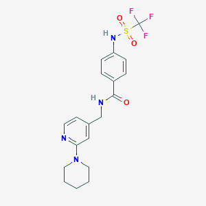 molecular formula C19H21F3N4O3S B7627167 N-[(2-piperidin-1-ylpyridin-4-yl)methyl]-4-(trifluoromethylsulfonylamino)benzamide 