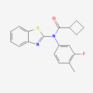 molecular formula C19H17FN2OS B7628446 N-(1,3-benzothiazol-2-yl)-N-(3-fluoro-4-methylphenyl)cyclobutanecarboxamide 