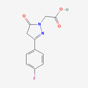 molecular formula C11H9FN2O3 B7628645 2-[3-(4-fluorophenyl)-5-oxo-4H-pyrazol-1-yl]acetic acid 