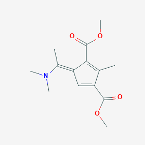 molecular formula C14H19NO4 B076293 1,3-Cyclopentadiene-1,3-dicarboxylic acid, 5-[1-(dimethylamino)ethylidene]-2-methyl-, dimethyl ester CAS No. 14469-80-8