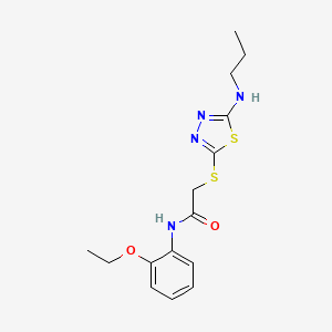 molecular formula C15H20N4O2S2 B7637001 N-(2-ethoxyphenyl)-2-[[5-(propylamino)-1,3,4-thiadiazol-2-yl]sulfanyl]acetamide 