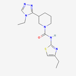 molecular formula C15H22N6OS B7637328 N-(4-ethyl-1,3-thiazol-2-yl)-3-(4-ethyl-1,2,4-triazol-3-yl)piperidine-1-carboxamide 
